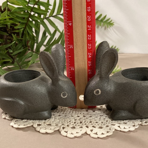 Crate & Barrel Metal Bunny Rabbit Candle Holders Set - Picture 12 of 13